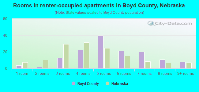 Rooms in renter-occupied apartments in Boyd County, Nebraska