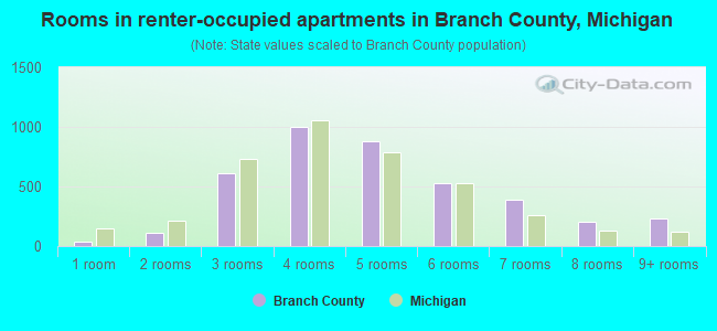 Rooms in renter-occupied apartments in Branch County, Michigan