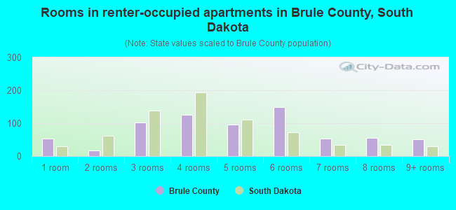 Rooms in renter-occupied apartments in Brule County, South Dakota