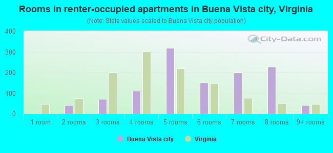 Rooms in renter-occupied apartments in Buena Vista city, Virginia