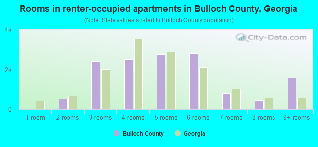 Rooms in renter-occupied apartments in Bulloch County, Georgia