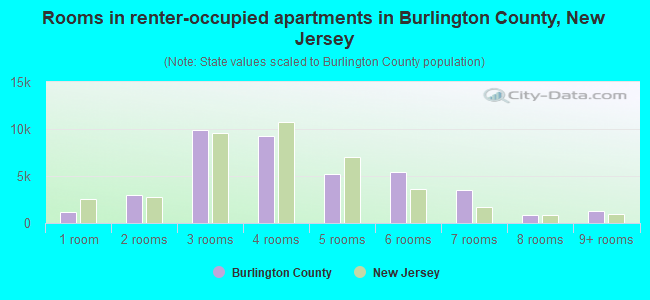 Rooms in renter-occupied apartments in Burlington County, New Jersey