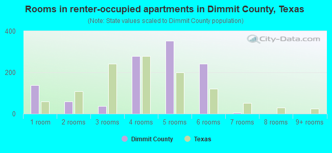 Rooms in renter-occupied apartments in Dimmit County, Texas