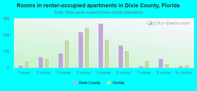 Rooms in renter-occupied apartments in Dixie County, Florida
