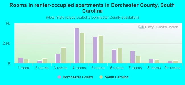 Rooms in renter-occupied apartments in Dorchester County, South Carolina