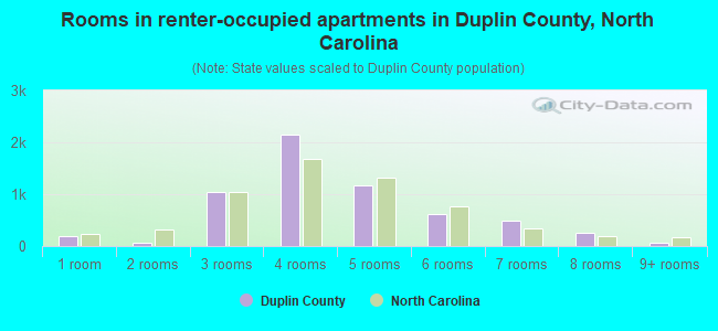 Rooms in renter-occupied apartments in Duplin County, North Carolina
