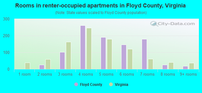 Rooms in renter-occupied apartments in Floyd County, Virginia