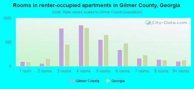 Rooms in renter-occupied apartments in Gilmer County, Georgia