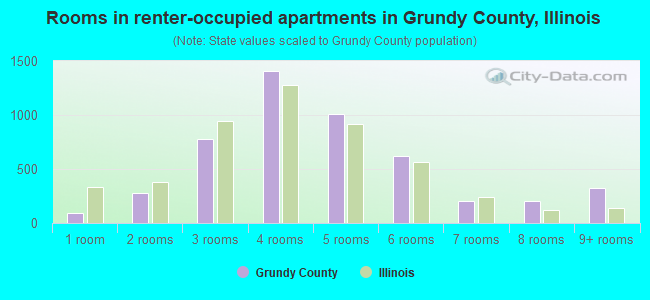 Rooms in renter-occupied apartments in Grundy County, Illinois