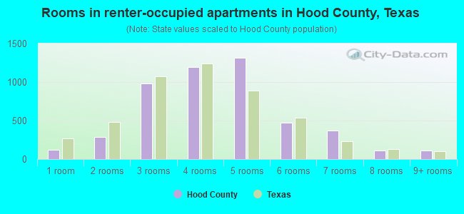 Rooms in renter-occupied apartments in Hood County, Texas