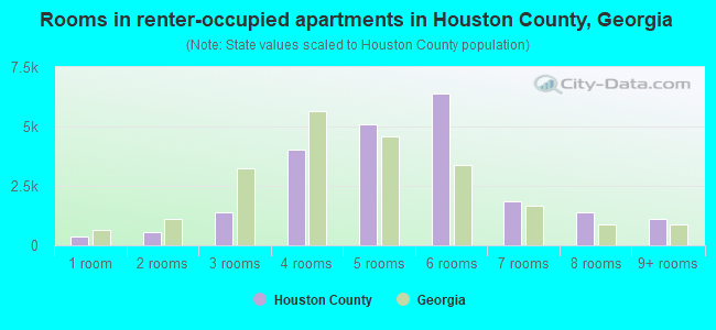 Rooms in renter-occupied apartments in Houston County, Georgia