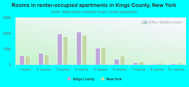 Rooms in renter-occupied apartments in Kings County, New York