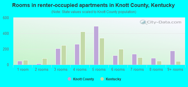 Rooms in renter-occupied apartments in Knott County, Kentucky