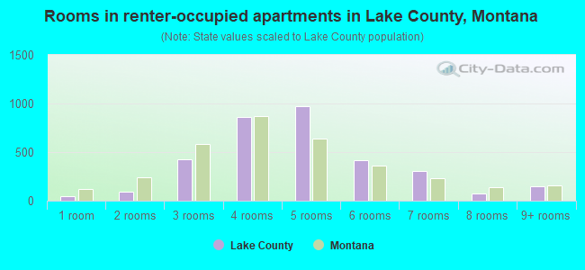 Rooms in renter-occupied apartments in Lake County, Montana