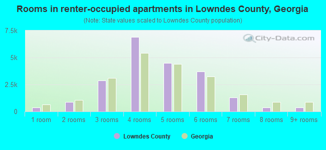 Rooms in renter-occupied apartments in Lowndes County, Georgia