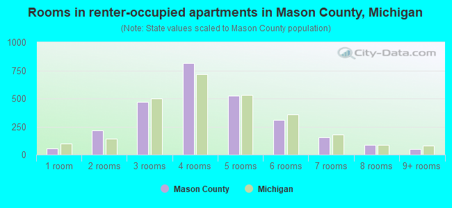Rooms in renter-occupied apartments in Mason County, Michigan