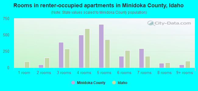 Rooms in renter-occupied apartments in Minidoka County, Idaho