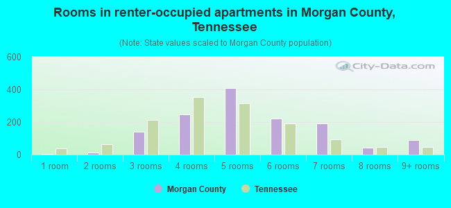 Rooms in renter-occupied apartments in Morgan County, Tennessee
