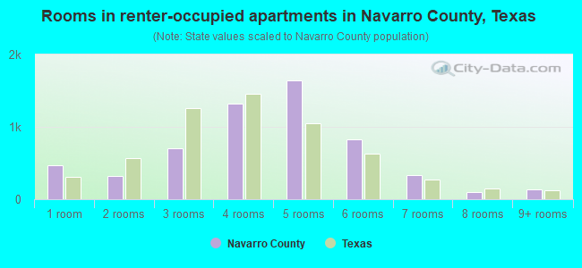 Rooms in renter-occupied apartments in Navarro County, Texas
