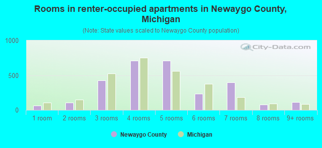 Rooms in renter-occupied apartments in Newaygo County, Michigan