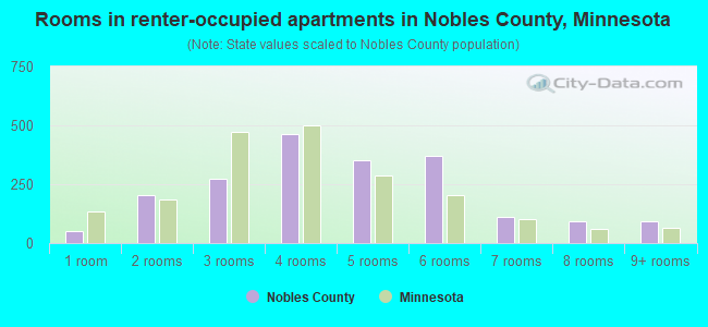 Rooms in renter-occupied apartments in Nobles County, Minnesota