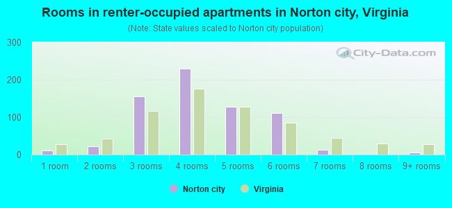 Rooms in renter-occupied apartments in Norton city, Virginia