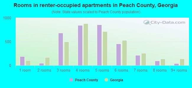 Rooms in renter-occupied apartments in Peach County, Georgia
