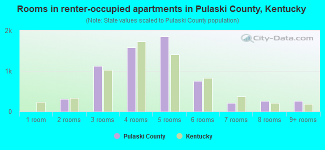 Rooms in renter-occupied apartments in Pulaski County, Kentucky