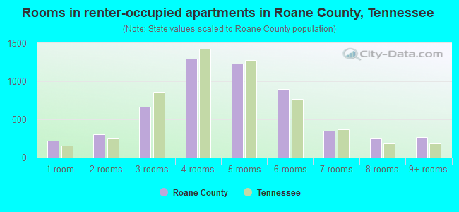 Rooms in renter-occupied apartments in Roane County, Tennessee