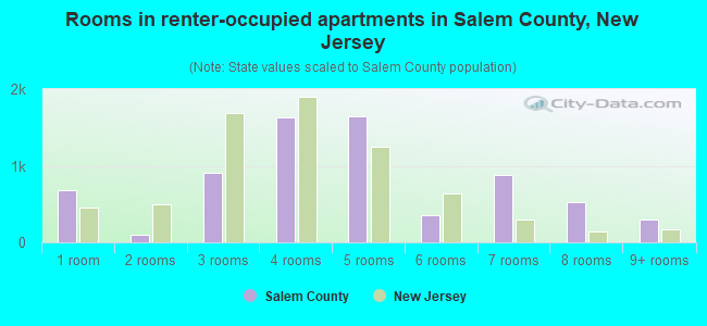 Rooms in renter-occupied apartments in Salem County, New Jersey