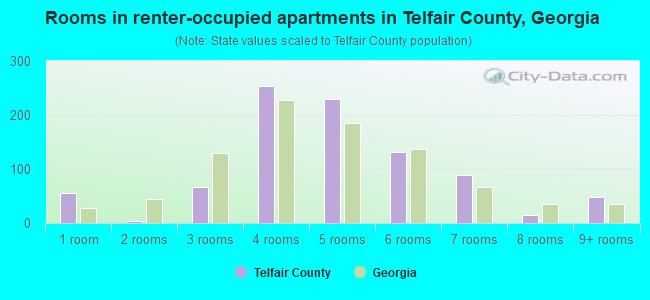 Rooms in renter-occupied apartments in Telfair County, Georgia