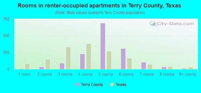 Rooms in renter-occupied apartments in Terry County, Texas