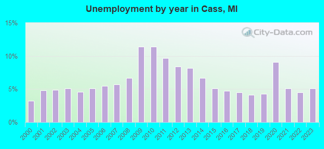 Unemployment by year in Cass, MI
