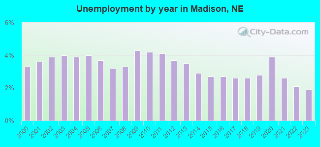 Unemployment by year in Madison, NE