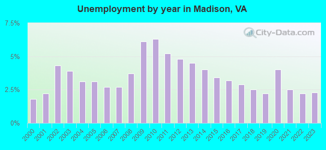 Unemployment by year in Madison, VA