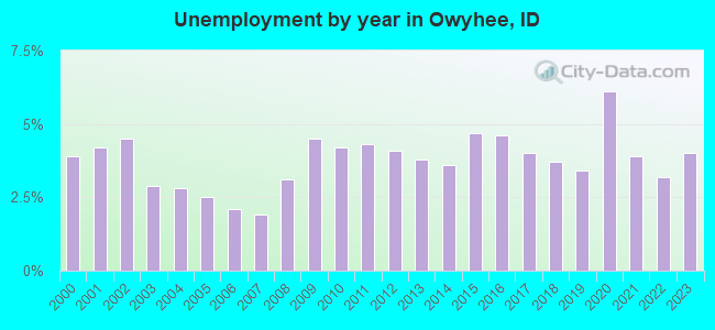 Unemployment by year in Owyhee, ID