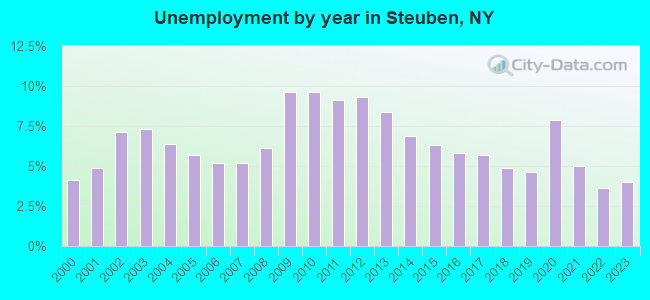 Unemployment by year in Steuben, NY