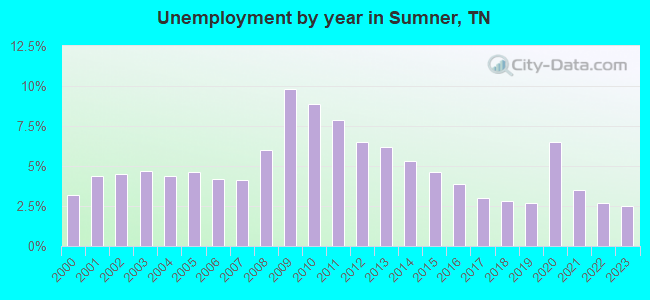 Unemployment by year in Sumner, TN