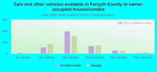 Cars and other vehicles available in Forsyth County in owner-occupied houses/condos