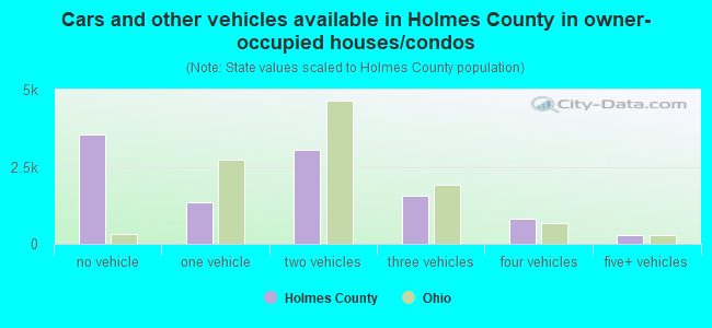 Cars and other vehicles available in Holmes County in owner-occupied houses/condos