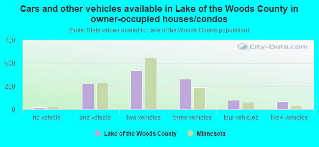 Cars and other vehicles available in Lake of the Woods County in owner-occupied houses/condos