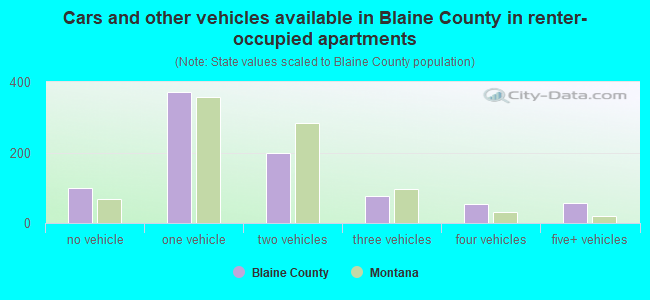 Cars and other vehicles available in Blaine County in renter-occupied apartments
