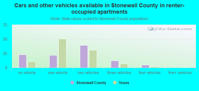 Cars and other vehicles available in Stonewall County in renter-occupied apartments