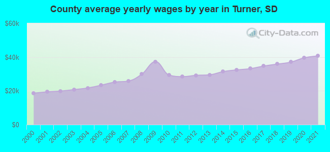 County average yearly wages by year in Turner, SD