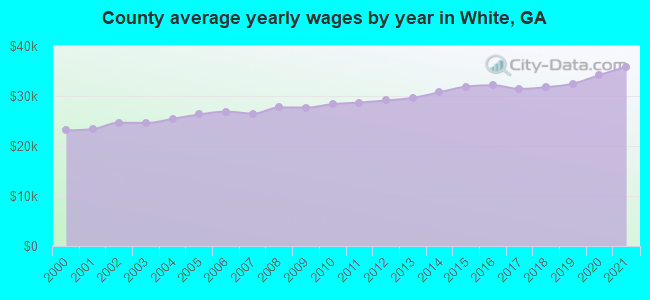 County average yearly wages by year in White, GA