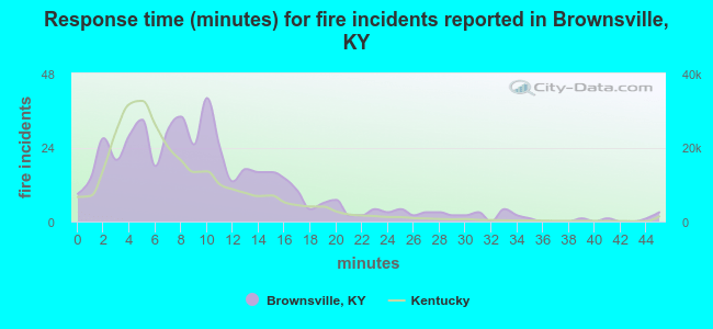 Response time (minutes) for fire incidents reported in Brownsville, KY