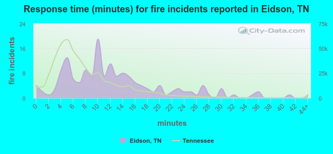 Response time (minutes) for fire incidents reported in Eidson, TN