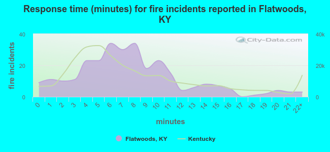 Response time (minutes) for fire incidents reported in Flatwoods, KY