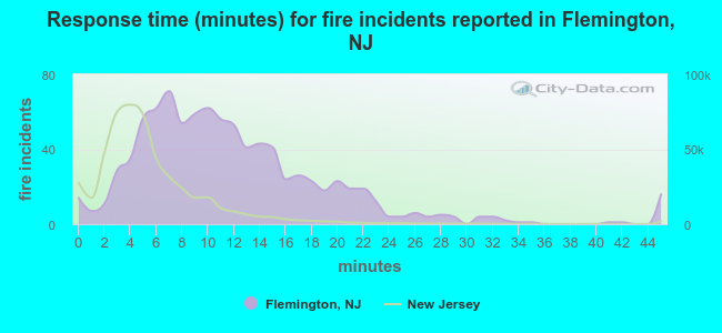 Response time (minutes) for fire incidents reported in Flemington, NJ
