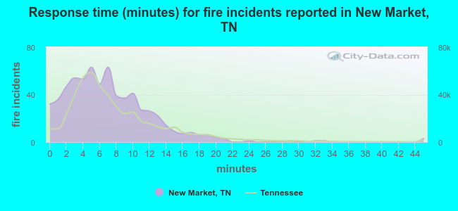 Response time (minutes) for fire incidents reported in New Market, TN